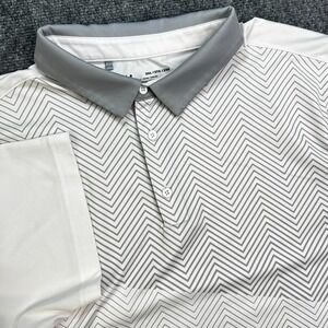 Under Armour Mens HeatGear Polo Shirt 2XL White Grey Chevron Zig Zag Golf Tee